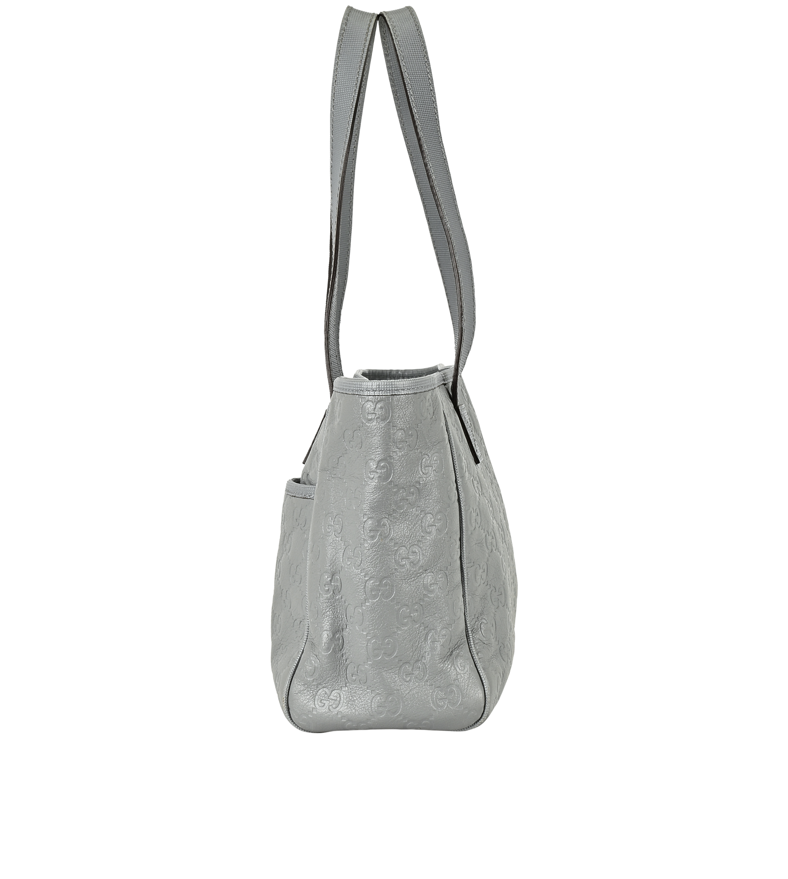 Tote Bag, &pound;220, Handbags, Blue/Grey, Leather, Side view